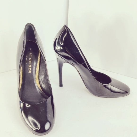 Kurt Geiger Black Patent Leather Stiletto Pumps 4" Heels Round Toe Sz 38 - Picture 2 of 15